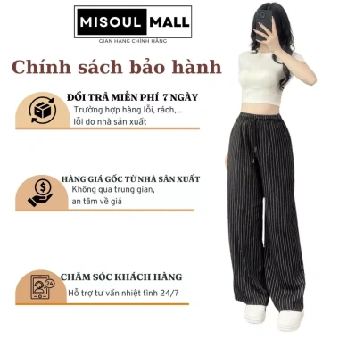 Quần Suông Kẻ Sọc Ống Rộng Cạp Chun Dây Rút Túi Bên Sườn BigSize MiSoul Mall - 95.500₫
