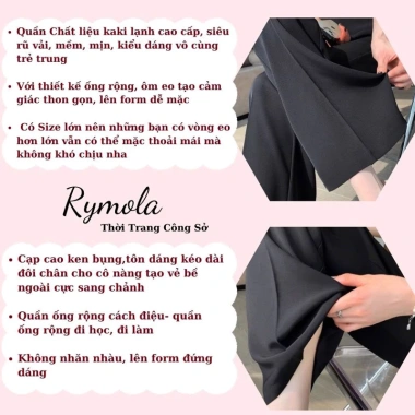 Quần Suông Nữ Ống Rộng Bigsize Cạp Cao Rymola - Phong Cách Công Sở Hàn Quốc, Chất Vải Cao Cấp - Giá 249.999 VND 2