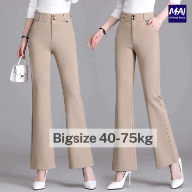 Quần suông ống rộng cạp cao 2 nút vải tây Bigsize 38-85kg - Giá 125.000 VNĐ