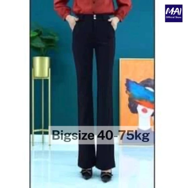 Quần suông ống rộng cạp cao 2 nút vải tây Bigsize 38-85kg - Giá 125.000 VNĐ