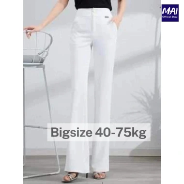Quần suông ống rộng cạp cao 2 nút vải tây Bigsize 38-85kg - Giá 125.000 VNĐ
