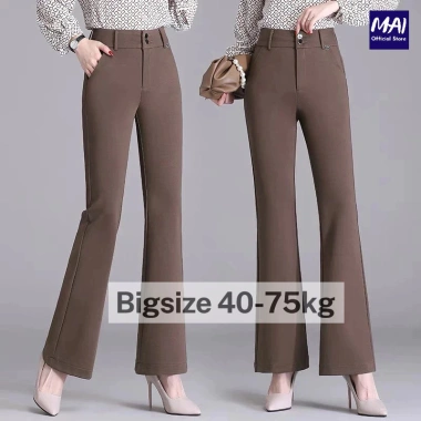 Quần suông ống rộng cạp cao 2 nút vải tây Bigsize 38-85kg - Giá 125.000 VNĐ