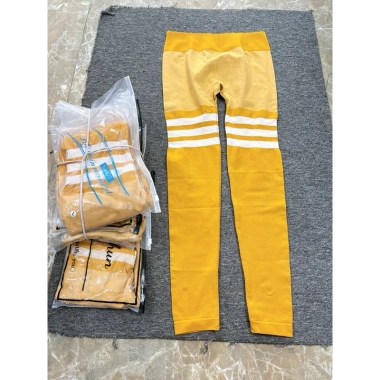 Quần tập dài vàng sọc size L - Mới, giảm còn 80k, chất liệu thoáng mát, trẻ trung 2