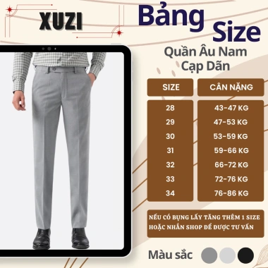 Quần tây âu nam cạp dãn ống côn vải cotton phong cách Hàn Quốc XUZI - 269.999₫ 9