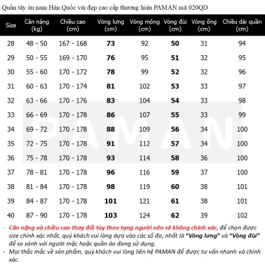 Quần tây âu nam Hàn Quốc Bigsize 48-90kg slimfit ống côn vải co giãn PAMAN 020QD chỉ 310k 2