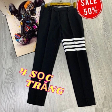 Quần tây âu thêu 4 xọc trắng Thom-E cho học sinh sinh viên - Giá ưu đãi 48.000đ