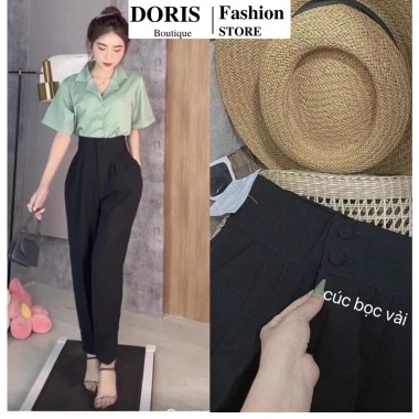 Quần Tây Baggy 2 Khuy Cúc Bọc Lưng Cao Form Thụng Chất Tuyết Mưa Vitex Dày Dặn Siêu Sale 150k