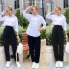 Quần tây baggy cạp cao 1 nút, size 45‑80kg, tôn dáng, chất vitex 1‑M303 – đi học, làm, chơi