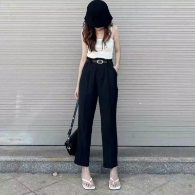 Quần tây baggy cạp cao 1 nút, size 45‑80kg, tôn dáng, chất vitex 1‑M303 – đi học, làm, chơi