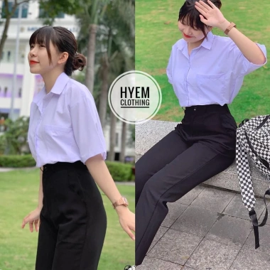 Quần tây baggy cạp cao 1 nút, size 45‑80kg, tôn dáng, chất vitex 1‑M303 – đi học, làm, chơi