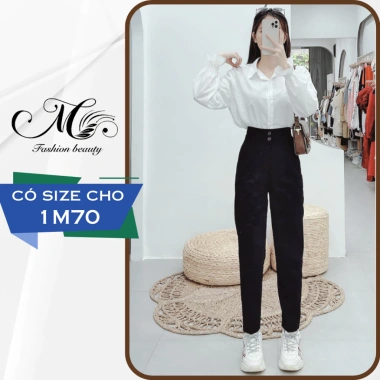 Quần tây baggy cúc lưng cao bigsize vải tuyết mưa Vitex - Nữ công sở, học, làm - 157k