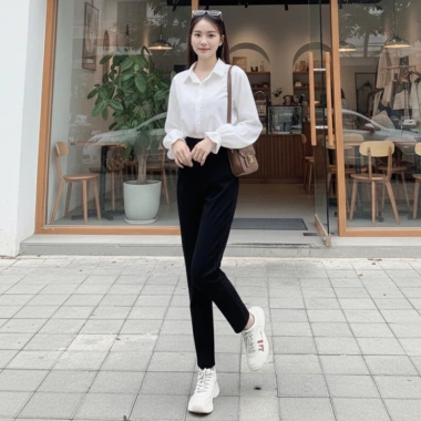 Quần tây baggy cúc lưng cao bigsize vải tuyết mưa Vitex - Nữ công sở, học, làm - 157k