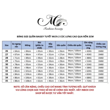 Quần tây baggy cúc lưng cao bigsize vải tuyết mưa Vitex - Nữ công sở, học, làm - 157k