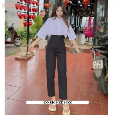 Quần Tây Baggy Lưng Cao Chun Sau Lưng Vải Tuyết Mưa Bigsize 90kg Giá 135k 4