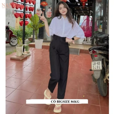 Quần Tây Baggy Lưng Cao Chun Sau Lưng Vải Tuyết Mưa Bigsize 90kg Giá 135k 8