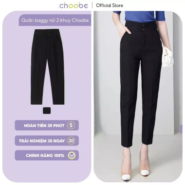 Quần Tây Baggy Nữ Cạp Cao 2 Khuy Lưng Đen - Đồ Công Sở Đẹp, Siêu Tôn Dáng, Đi Học Đi Làm 8