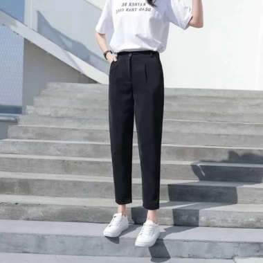 Quần tây baggy nữ cạp có đai lưng cao đen dài - Vải công sở Vitex, giá 89.000₫ 5
