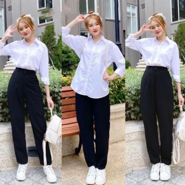 Quần Tây Baggy Nữ Cạp Đai Lưng Cao – Dày Dặn, Phối Đồ Đi Học, Làm, Chơi