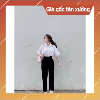 Quần Tây Baggy Nữ Đai Lưng Cao Đen Dài - Vải Vitex Dày Dặn, Phối Sơ Mi Đi Học 2 Quần Tây Baggy Nữ Đai Lưng Cao Đen Dài - Vải Vitex Dày Dặn, Phối Sơ Mi Đi Học 2