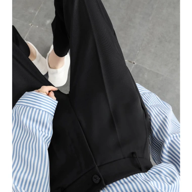 Quần tây baggy nữ đen dài 100cm THOCA HOUSE phù hợp trên 170cm đi làm và đi học