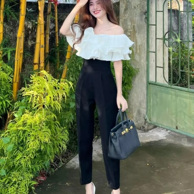 Quần Tây Baggy Nữ Lưng Cao Cạp V Khóa Sau Lưng - Phong Cách Đi Học và Công Sở