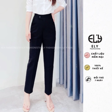 Quần tây baggy nữ lưng cao Ely Fashion ELY211 cúc bấm lệch thanh lịch 245k