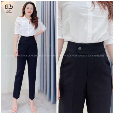 Quần tây baggy nữ lưng cao Ely Fashion ELY211 cúc bấm lệch thanh lịch 245k