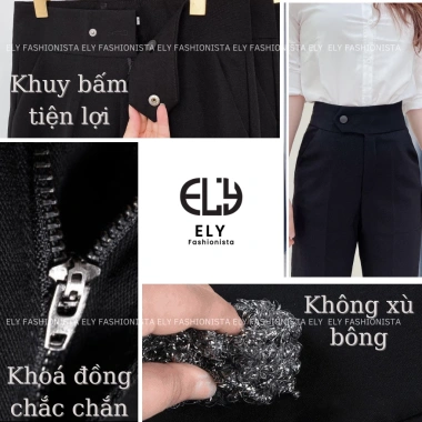 Quần tây baggy nữ lưng cao Ely Fashion ELY211 cúc bấm lệch thanh lịch 245k