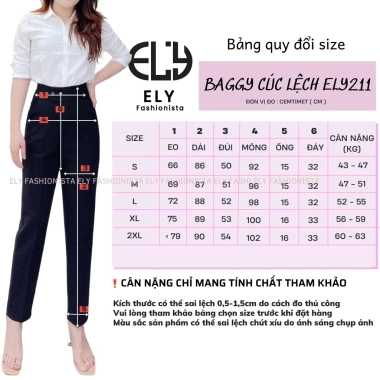 Quần tây baggy nữ lưng cao Ely Fashion ELY211 cúc bấm lệch thanh lịch 245k