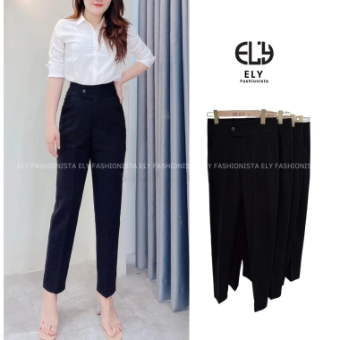 Quần tây baggy nữ lưng cao Ely Fashion ELY211 cúc bấm lệch thanh lịch 245k