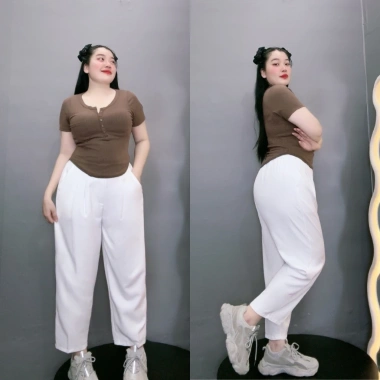 Quần tây bigsize nữ 9 tấc lưng chun khuy cài cotton lạnh công sở - 159k