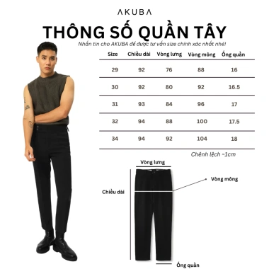 Quần tây công sở AKUBA slimfit, nút gài điều chỉnh, vải chống nhăn, giá chỉ 299k 7