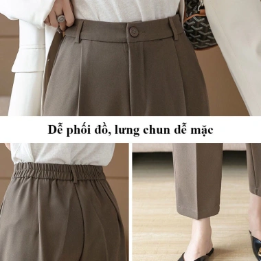 Quần Tây Công Sở BIGSIZE 3A Dáng Baggy Cạp Cao Lưng Chun Siêu Tôn 99k - Ống Đứng, Khóa Trước