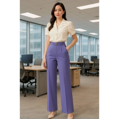 Quần tây công sở cao cấp ống suông, phối khoen, ống rộng - Giá chỉ 238.000₫ (giảm từ 292.740₫)