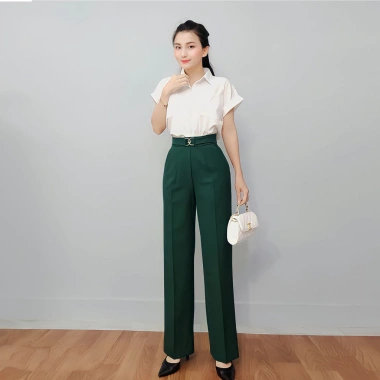 Quần tây công sở cao cấp ống suông, phối khoen, ống rộng - Giá chỉ 238.000₫ (giảm từ 292.740₫)