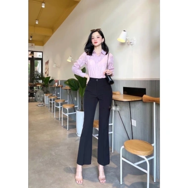 Quần tây công sở HINSTORE ống loe dáng lửng cúc túi bổ 132 - Giá chỉ 199.000₫ 2