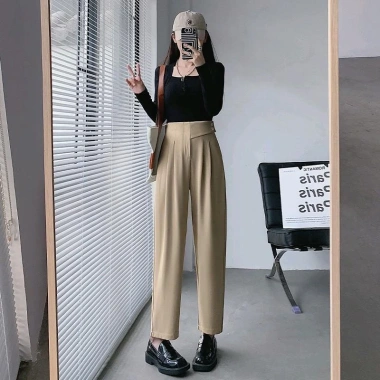 Quần tây công sở MIE baggy vạt lệch cúc hông lưng thun - Giá chỉ 209.000 VND