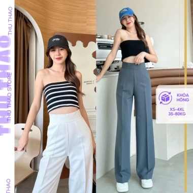 Quần tây công sở nấm lùn, form ống suông lưng cao, khóa kéo vô hình, bigsize - 106.554₫