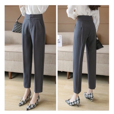 Quần Tây Công Sở Nữ Cúc Cạp Cao Baggy Lưng Cao Tôn Dáng, Co Giãn Nhẹ - Giá 99k