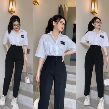 Quần Tây Công Sở Nữ Cúc Cạp Cao Baggy Lưng Cao Tôn Dáng, Co Giãn Nhẹ - Giá 99k 4 Quần Tây Công Sở Nữ Cúc Cạp Cao Baggy Lưng Cao Tôn Dáng, Co Giãn Nhẹ - Giá 99k 4