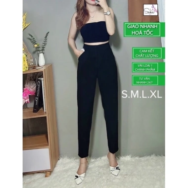 Quần tây công sở nữ lưng cao 2 nút ôm bụng thon gọn - Giá chỉ 155.000₫