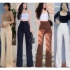 Quần tây công sở nữ lưng cao hai cúc, ống loe 100cm, vải tuyết mưa vitex dày dặn Giá 138k