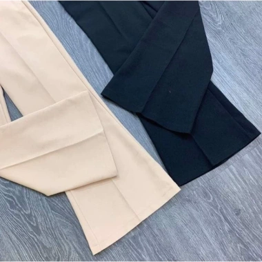 Quần tây công sở nữ lưng cao hai cúc, ống loe 100cm, vải tuyết mưa vitex dày dặn Giá 138k 2