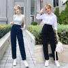 Quần tây công sở nữ lưng cao màu đen ống đứng, khóa kéo, vải tuyết mưa – Mặc đi làm, đi chơi