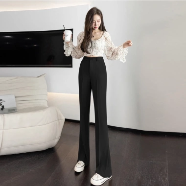Quần Tây Công Sở Ống Loe Cạp Cao Dáng Dài 1 Khuy Vải Tuyết Mưa - Giá chỉ 85k