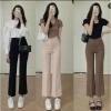Quần tây công sở ống loe dáng lỡ màu nâu đen kem, vải tuyết mưa, giảm 21%