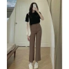 Quần tây công sở ống loe dáng lỡ màu nâu đen kem, vải tuyết mưa, giảm 21% 6