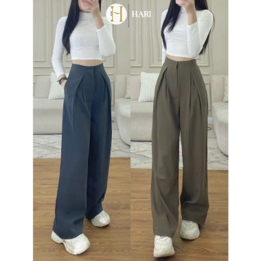 Quần Tây công sở ống rộng ly súp V cạp cao, dáng trẻ, nhiều màu năng động 146k 4