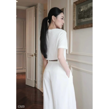 Quần tây công sở ống xuông rộng 102cm, lưng cao, chất cheo Ý, không nặn, size đầy đủ, chỉ 364.000đ 9
