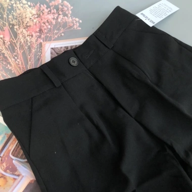 Quần Tây Đen Lưng Cao Vừa Học Sinh Nữ, Cúc Cài, Baggy Co Giãn Nhẹ, Phù Hợp Đi Học Công Sở